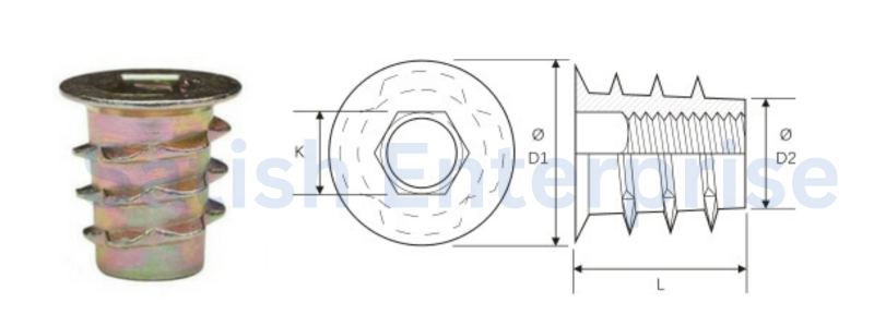 Brass Wood Inserts Drawing