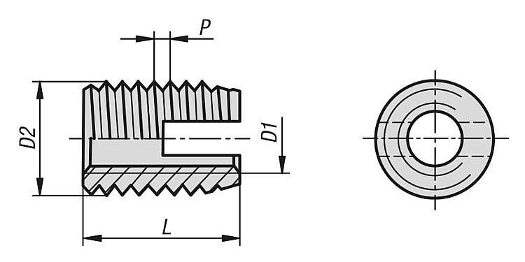 Brass Self Tapping Inserts Drawing