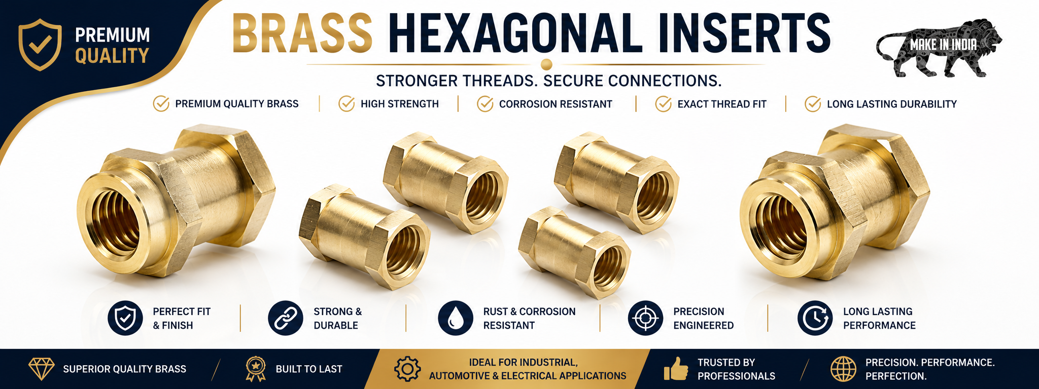 Brass Hexagonal Inserts Brass Hexagonal Inserts